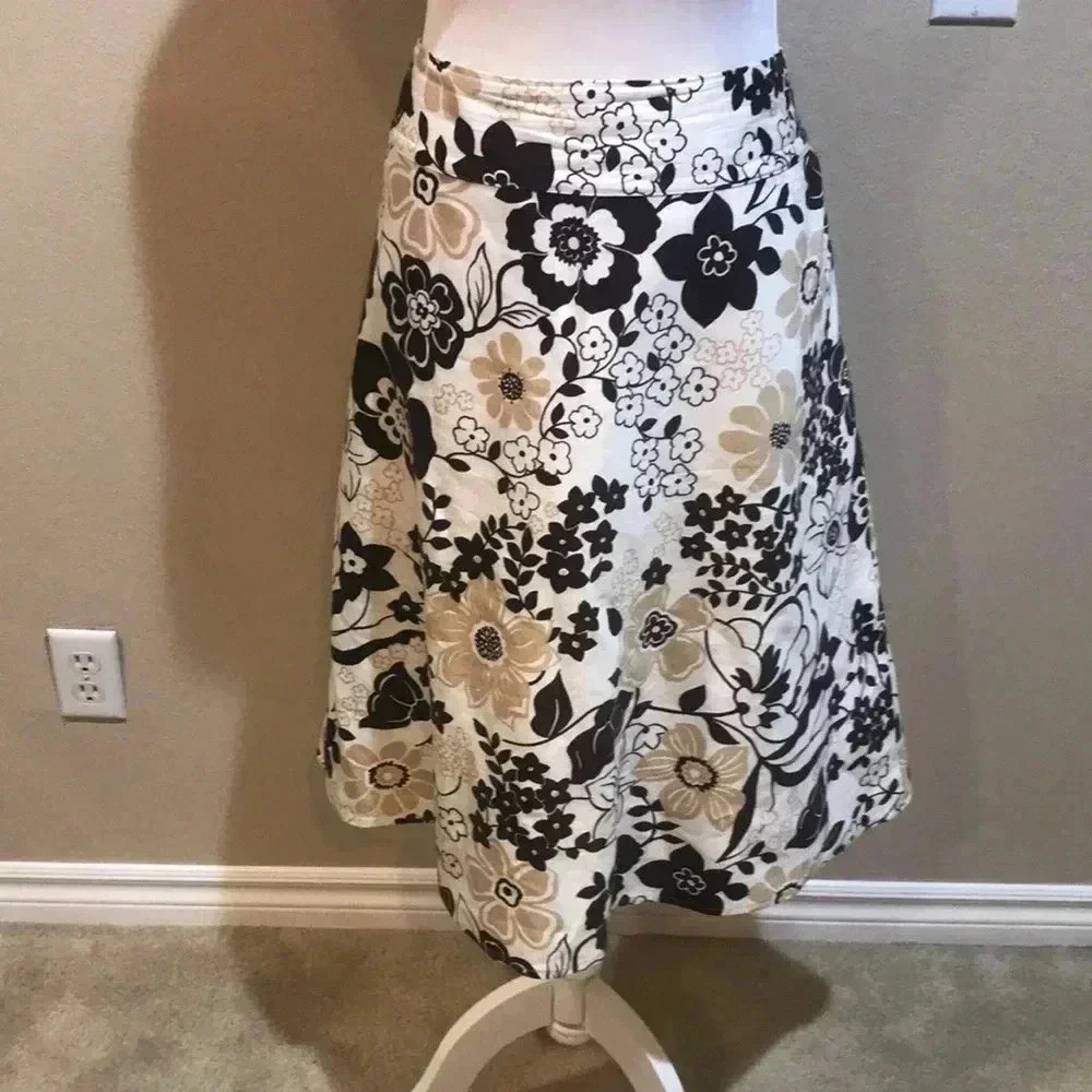 Geoffrey Beene Sport Floral A-Line Fully Lined Side Zipper Skirt-Size 14